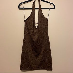 H&M Black and Brown Wavy Line Dress M